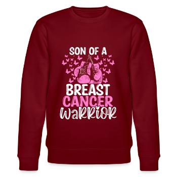 Breast Cancer Awareness Month Ribbon Son - Stanley/Stella CHANGER Unisex Organic Sweatshirt - burgundy - Front - Nik (191cm) & Marisol (170cm)