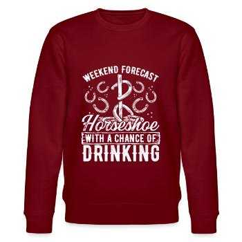 Horseshoe Pitching Drinking Beer Tosser - Stanley/Stella Unisex Bio-Sweatshirt CHANGER  - Burgunderrot - Vorne - Nik (191cm) & Marisol (170cm)