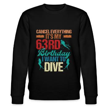 63 Year Old Scuba Diver Birthday Idea Snorkeling - Stanley/Stella Unisex Bio-Sweatshirt CHANGER  - Schwarz - Vorne - Nik (191cm) & Marisol (170cm)