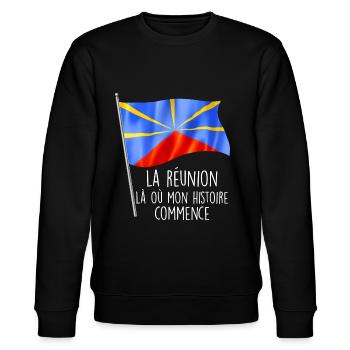 La Réunion mon histoire Mon île Cadeau Drapeau - Sweat bio CHANGER Stanley/Stella Unisexe - noir - Devant - Nik (191cm) & Marisol (170cm)