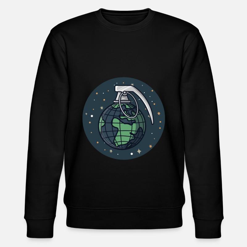 Globus Weltkugel als Granate - Stanley/Stella Unisex Bio-Sweatshirt CHANGER  - Schwarz