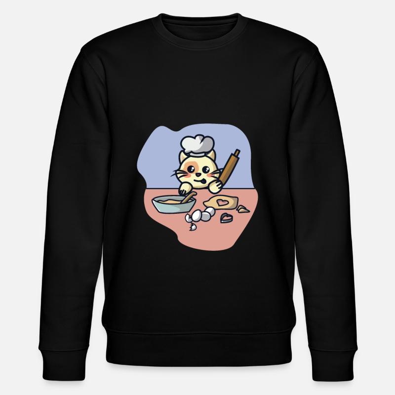 Katze beim Kekse backen - Stanley/Stella Unisex Bio-Sweatshirt CHANGER  - Schwarz
