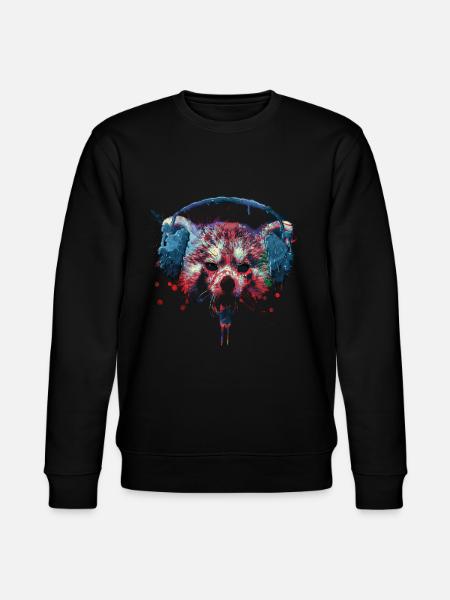Creepy Halloween Red Panda with headphones - Stanley/Stella CHANGER Unisex Organic Sweatshirt - black