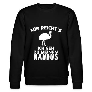Nandu Besitzer Farm Reiten Laufvogel Geschenk - Stanley/Stella Unisex Bio-Sweatshirt CHANGER  - Schwarz - Vorne - Nik (191cm) & Marisol (170cm)
