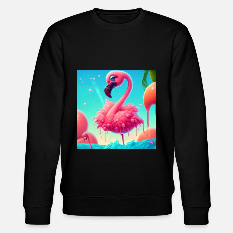 Flamingo Cartoon - Stanley/Stella Unisex Bio-Sweatshirt CHANGER  - Schwarz