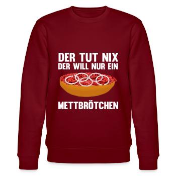 Mett Liebhaber Mettbrötchen - Stanley/Stella Unisex Bio-Sweatshirt CHANGER  - Burgunderrot - Vorne - Nik (191cm) & Marisol (170cm)
