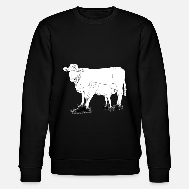 Kuh mit Kalb lineart - Stanley/Stella Unisex Bio-Sweatshirt CHANGER  - Schwarz