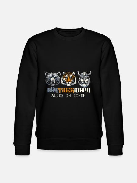 Bärtigermann Bär Tiger Mann Geschenk Bart Sprüche - Stanley/Stella Unisex Bio-Sweatshirt CHANGER  - Schwarz