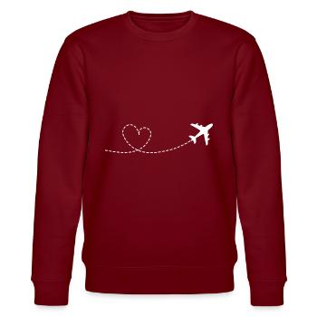 Avion avec arc de cœur - Sweat bio CHANGER Stanley/Stella Unisexe - bordeaux - Devant - Nik (191cm) & Marisol (170cm)