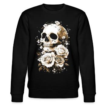 Totenkopf schädel mit rosen knochen - Stanley/Stella Unisex Bio-Sweatshirt CHANGER  - Schwarz - Vorne - Nik (191cm) & Marisol (170cm)