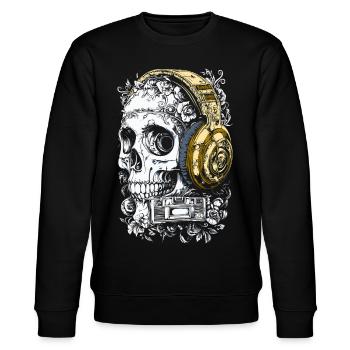 Schädel Musik Kopfhörer totenkopf - Stanley/Stella Unisex Bio-Sweatshirt CHANGER  - Schwarz - Vorne - Nik (191cm) & Marisol (170cm)