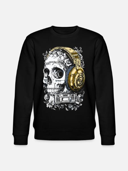 Skull Music Headphones Skull - Stanley/Stella CHANGER Unisex Organic Sweatshirt - black