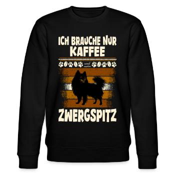 Ich brauche nur Kaffee und mein Zwergspitz - Stanley/Stella Unisex Bio-Sweatshirt CHANGER  - Schwarz - Vorne - Nik (191cm) & Marisol (170cm)