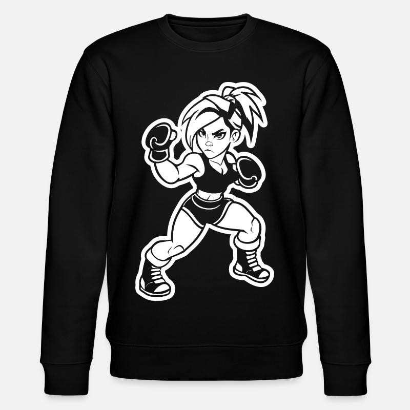 Kickboxerin Cartoon Stil - Stanley/Stella Unisex Bio-Sweatshirt CHANGER  - Schwarz