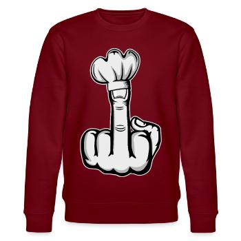 Mittelfinger Stinkefinger Kochmütze Design - Stanley/Stella Unisex Bio-Sweatshirt CHANGER  - Burgunderrot - Vorne - Nik (191cm) & Marisol (170cm)
