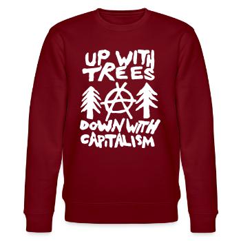 Anti Kapitalismus Antifa Naturschutz Klimawandel - Stanley/Stella Unisex Bio-Sweatshirt CHANGER  - Burgunderrot - Vorne - Nik (191cm) & Marisol (170cm)