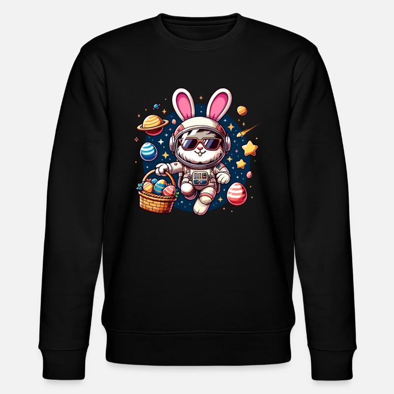 Osterhase Astronaut Jungs Mädchen Osternest - Stanley/Stella Unisex Bio-Sweatshirt CHANGER  - Schwarz