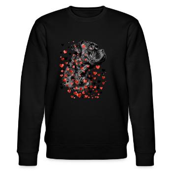 Cane Corso Hund mit Herzen für Cane Corso - Stanley/Stella Unisex Bio-Sweatshirt CHANGER  - Schwarz - Vorne - Nik (191cm) & Marisol (170cm)