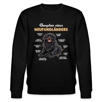 Neufundländer BAUPLAN EINES NEUFUNDLÄNDERS Lustig - Stanley/Stella Unisex Bio-Sweatshirt CHANGER  - Schwarz - Vorne - Nik (191cm) & Marisol (170cm)