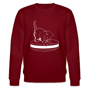 Süße Katze Saugroboter Staubsauger - Stanley/Stella Unisex Bio-Sweatshirt CHANGER  - Burgunderrot - Vorne - Nik (191cm) & Marisol (170cm)