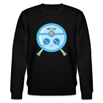 Süßer Saugroboter Staubsauger Kawaii - Stanley/Stella Unisex Bio-Sweatshirt CHANGER  - Schwarz - Vorne - Nik (191cm) & Marisol (170cm)