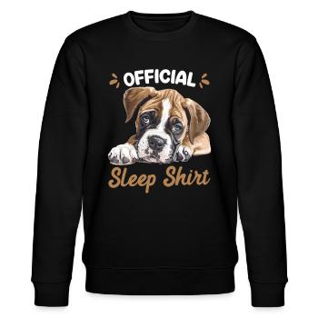 Deutscher Boxer OFFICIAL SLEEP SHIRT Boxer - Stanley/Stella Unisex Bio-Sweatshirt CHANGER  - Schwarz - Vorne - Nik (191cm) & Marisol (170cm)