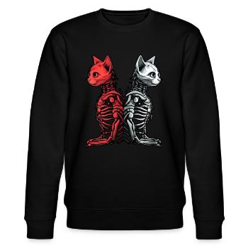 Goth Ying Yang Katze Alchemie Skelett Katze - Stanley/Stella Unisex Bio-Sweatshirt CHANGER  - Schwarz - Vorne - Nik (191cm) & Marisol (170cm)