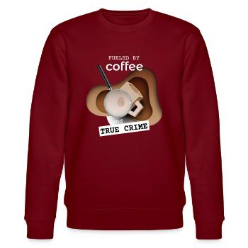 Coffee and True Crime Krimifans - Stanley/Stella Unisex Bio-Sweatshirt CHANGER  - Burgunderrot - Vorne - Nik (191cm) & Marisol (170cm)