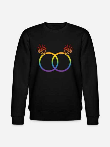 LGBT Wedding Rings Wedding Bachelor Party Couple Rainbow Diamond - Stanley/Stella CHANGER Unisex Organic Sweatshirt - black