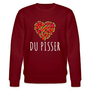 Du Pisser - Stanley/Stella Unisex Bio-Sweatshirt CHANGER  - Burgunderrot - Vorne - Nik (191cm) & Marisol (170cm)