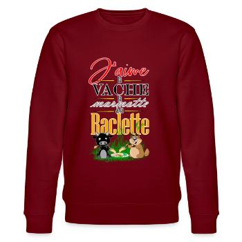 Vache d'herens, marmotte et raclette - Sweat bio CHANGER Stanley/Stella Unisexe - bordeaux - Devant - Nik (191cm) & Marisol (170cm)