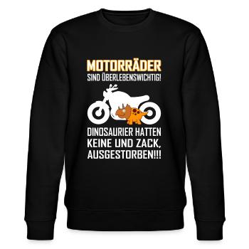 Motorräder sind überlebenswichtig Biker Bikerin - Stanley/Stella Unisex Bio-Sweatshirt CHANGER  - Schwarz - Vorne - Nik (191cm) & Marisol (170cm)