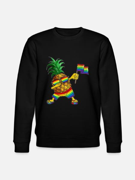 Ananas bär flagga, glasögon, kläder, regnbågsfärg - Ekologisk sweatshirt CHANGER unisex från Stanley/Stella - svart