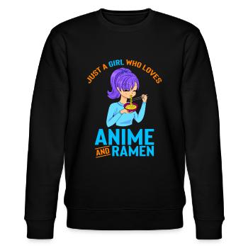 Anime Girl eating ramen Asia Japan Food - Stanley/Stella Unisex Bio-Sweatshirt CHANGER  - Schwarz - Vorne - Nik (191cm) & Marisol (170cm)