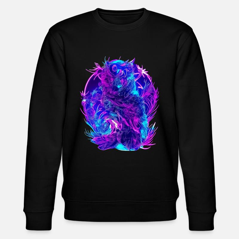Abstrakte Eulen Neon Synthwave Kunst - Stanley/Stella Unisex Bio-Sweatshirt CHANGER  - Schwarz