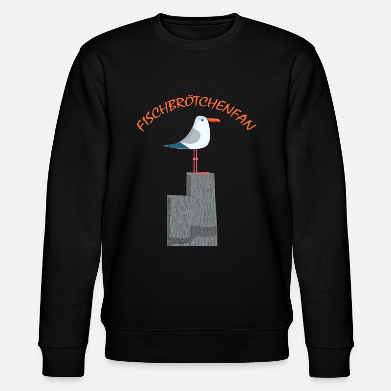 Fischbrötchen Fan die Möwe - Stanley/Stella Unisex Bio-Sweatshirt CHANGER  - Schwarz