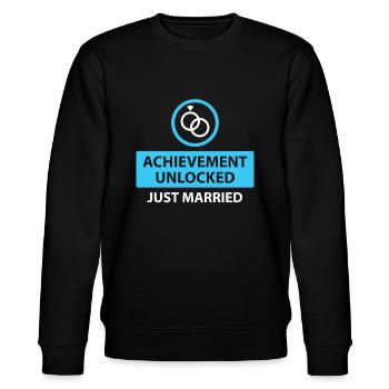 Lustig gerade verheiratet für Hochzeitsgeschenk - Stanley/Stella Unisex Bio-Sweatshirt CHANGER  - Schwarz - Vorne - Nik (191cm) & Marisol (170cm)
