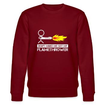 Flammenwerfer Stick Figur Mann Flammen Gewehr - Stanley/Stella Unisex Bio-Sweatshirt CHANGER  - Burgunderrot - Vorne - Nik (191cm) & Marisol (170cm)