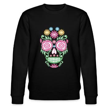 Zucker Schädel Mexikanischer Tag der Toten Mexiko - Stanley/Stella Unisex Bio-Sweatshirt CHANGER  - Schwarz - Vorne - Nik (191cm) & Marisol (170cm)