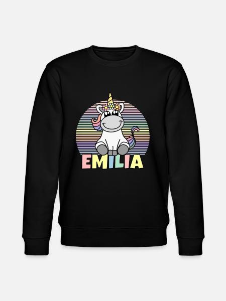 Emilia Name Niedliches Einhorn Regenbogen Vorname - Stanley/Stella Unisex Bio-Sweatshirt CHANGER - Schwarz