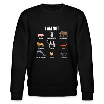 Vegan Tierrettung Veggie Tierrechte Tierliebe - Stanley/Stella Unisex Bio-Sweatshirt CHANGER  - Schwarz - Vorne - Nik (191cm) & Marisol (170cm)
