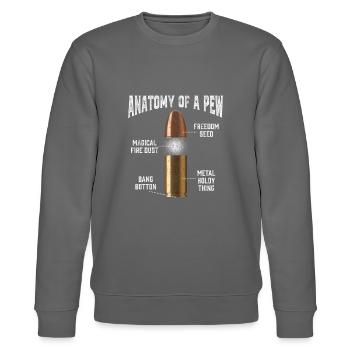 Ammo Pew Anatomy Funny Cartridge Gun - Stanley/Stella CHANGER Unisex Organic Sweatshirt - burgundy - Front - Nik (191cm) & Marisol (170cm)