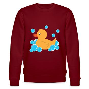 Süßes gelbe Gummi Ente Badewanne Spielzeug - Stanley/Stella Unisex Bio-Sweatshirt CHANGER  - Burgunderrot - Vorne - Nik (191cm) & Marisol (170cm)
