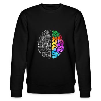 Buntes Gehirn Wissenschaft Kunst - Stanley/Stella Unisex Bio-Sweatshirt CHANGER  - Schwarz - Vorne - Nik (191cm) & Marisol (170cm)