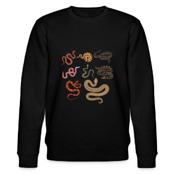 Snakes hunter reptile gatherer animal education - Stanley/Stella CHANGER Unisex Organic Sweatshirt - black - Front - Nik (191cm) & Marisol (170cm)