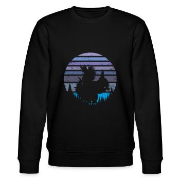 Vintage Eichhörnchen Sonnenuntergang Nagetier - Stanley/Stella Unisex Bio-Sweatshirt CHANGER  - Schwarz - Vorne - Nik (191cm) & Marisol (170cm)