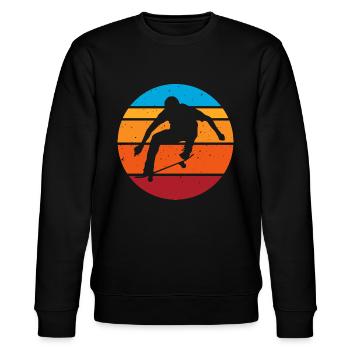 Skateboarding Junge Trick Retro Skater - Stanley/Stella Unisex Bio-Sweatshirt CHANGER  - Schwarz - Vorne - Nik (191cm) & Marisol (170cm)