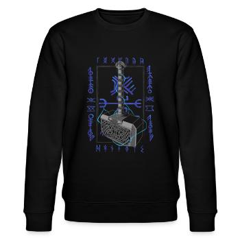Viking Age - Thor Hammer - Stanley/Stella Unisex Bio-Sweatshirt CHANGER  - Schwarz - Vorne - Nik (191cm) & Marisol (170cm)