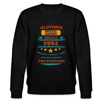 Oldtimer Retro 1961 - Stanley/Stella Unisex Bio-Sweatshirt CHANGER  - Schwarz - Vorne - Nik (191cm) & Marisol (170cm)