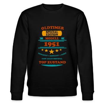 Oldtimer Retro 1951 - Stanley/Stella Unisex Bio-Sweatshirt CHANGER  - Schwarz - Vorne - Nik (191cm) & Marisol (170cm)